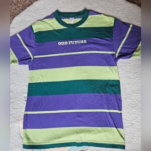 Odd Future Purple and Green Striped T-shirt | Size: M